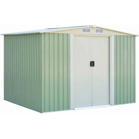 COSTWAY Trädgårdsbod i metall 9,2 m³ 205 x 257 x 175,5 cm Galvaniserat tak med skjutdörr, luftventil för trädgårdsgrönt