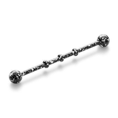 Barbell industrial dritto da 32 mm con punte a sfera in acciaio chirurgico bianco e nero per uomini - Gioielli per piercing all'orecchio