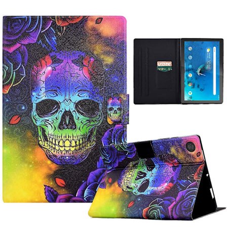 Case för Lenovo Tab M10 (gen 3) Pu Leather Flip Cover Printed Tablet Stand Case med kortplatser