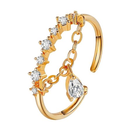Dame Mote Kreativ Diamant Dråpe Anheng Ring Åpning Fleksibel Ring