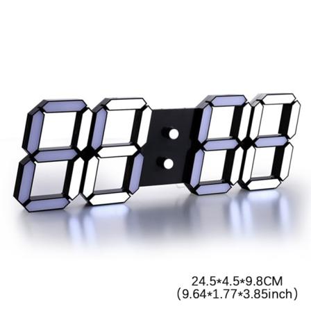 3D LED digitalt ur Vægglødende nattilstand Justerbar Black