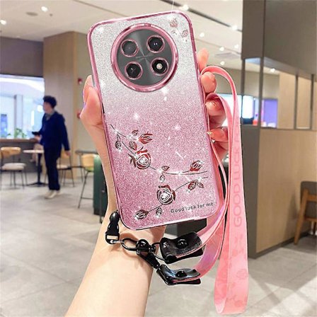 Kukkakuvioinen TPU Gradientti Puhelinkotelo Honor Magic7 Lite 5G/ X9c 5G:lle, kaulanauhoilla