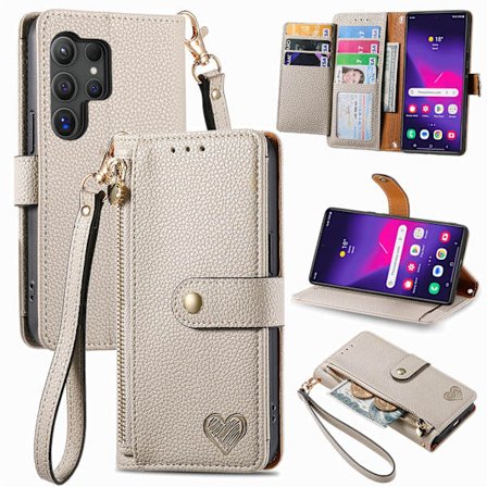 SAM S22 Ultra, flip-kortetui, knusesikkert telefondeksel (grå)