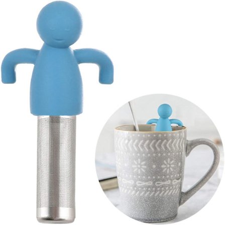 Te-infuser for løs te, ekstra fintmasket te-brygger med søtt design, te-silkule med silikonhåndtak