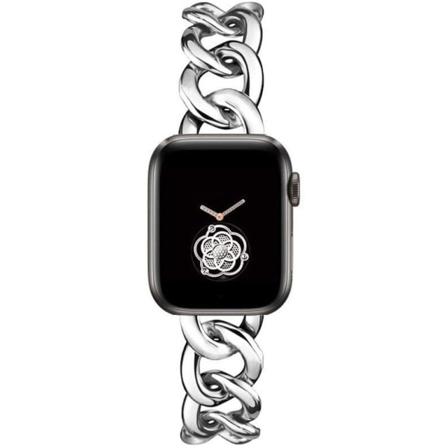 38/40/41/mm 42/44/45mm Dame Guld Klassisk Kæde Smartwatch Remme Kompatibel med Apple Watch Series Band 9/8/7/SE/6/5 Stilfuld Udskiftningsrem SILVER 38