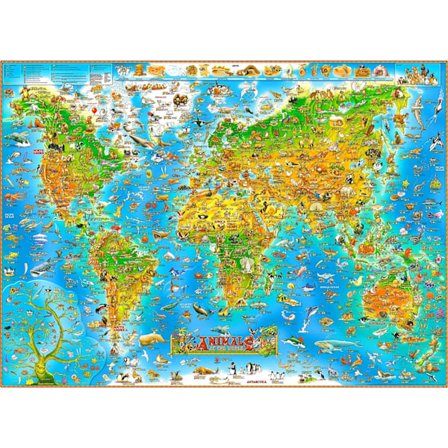 1000 brikker puslespil til voksne Verdens dyr Puslespil Dyr Kort Puslespil Jordkort Udfordrende pædagogiske legetøj til børn Teenagere