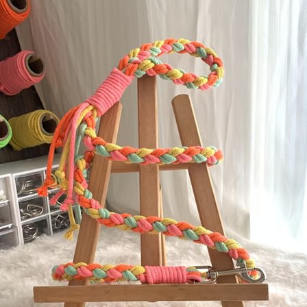 1 stk. håndvævet hundesnor egnet til kæledyrshunde - robust, holdbar udendørs snor med unik geometrisk vævning, 1,4 meter lang snor (4 fod) til [D]