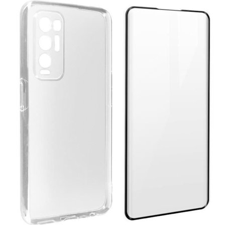 Oppo Find X3 Neo Soft Case och 9H härdat glasfilm - transparent / svart Svart
