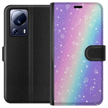 Kompatibelt Lommeboketui til Xiaomi 13 Lite Rainbow-farget pastellbakgrunn med hvite stjerner og gnistrende prikker i myk overgang