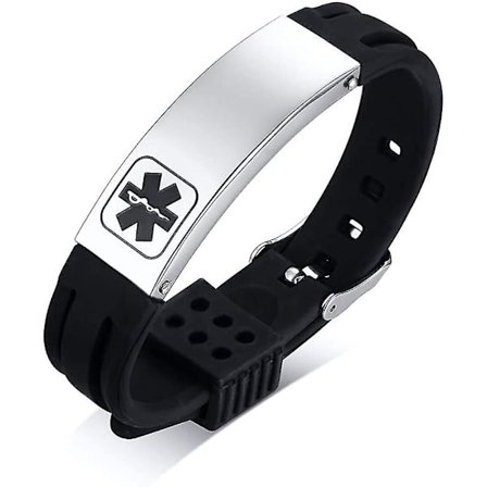 Kaiverrettu Silikoninen Lääketieteellinen Hälytys SOS Miehille ja Pojille