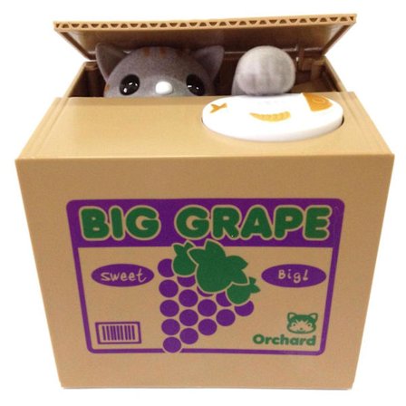 Söt stjäla mynt cent penny katt sparbössa spara pengar samla pengar spargris för barnD