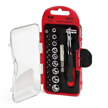 23-delt Sæt med Bits og Sokker til Mekanisk Reparation - Ratschenøgle
