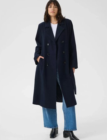 Kaffe Kafanny Long Coat - Navy - 42
