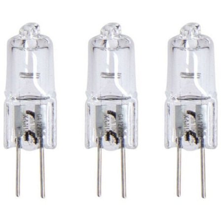 Sett med 3 halogenpærer med G4-sokkel, 375 lumen, 2800K, 12V 20W, varm