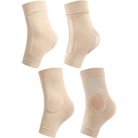 2 Par Polstrede Skøjtesokker Ankelbeskytter Skøjtestøvler Sokker Skøjte Ankelbeskyttere Ankelærmepude Til Støvler, Skøjter, Skinner, Bøjler Beige