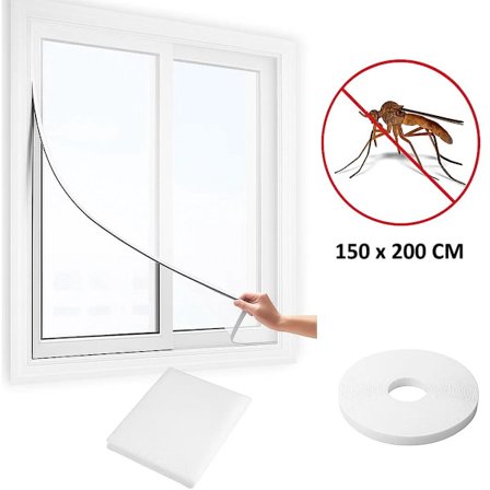 Insektsnät I Fönsternät I Fönsterskydd I Insektsnät I Insektsnätsväv I Flugnät I Med Kardborreband I 150 x 200 CM I Vit