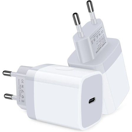 (2st) iPhone 11/12/13/14/15/16 kompatibel Mini Snabbladdare USB-C PD 20W