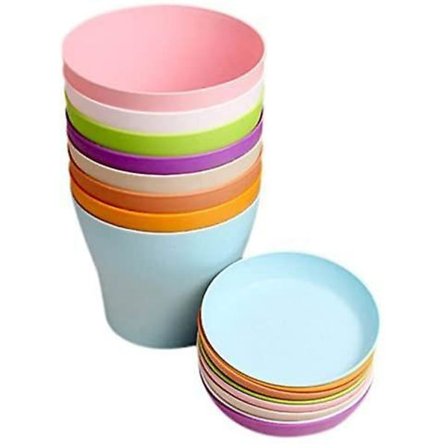 8 st 10 cm små färgglada krukor i plast för inomhusväxter, 8 färger