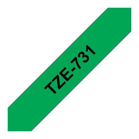 BROTHER Tape TZE731 12mm svart på grön - Lyreco - Kontorsmaskiner - Märkmaskiner och tape - Tape - Brother TZ