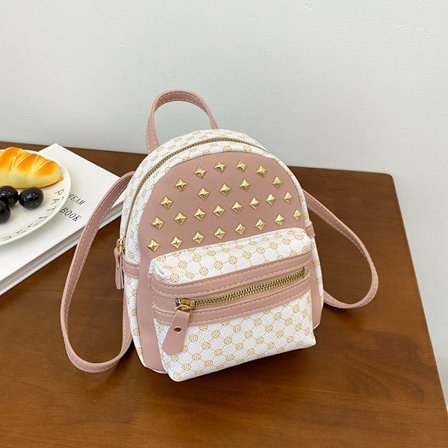 Mini liten ryggsekk damer nagle ryggsekk kvinners nisjedesignfølelse(rosa)