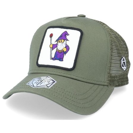Critiql Hit - Grön trucker Keps - Purple Wizard Patch Olive Trucker @ Hatstore