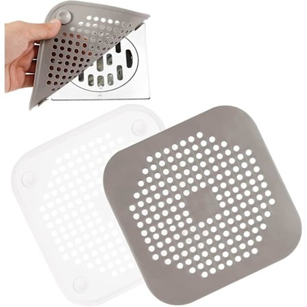 2 stk silikonhårfilter, avløpsbeskytterfilter dusjavløpsdeksel med sugekopp for å fange opp hår smuss badekar bad kjøkken (hvit +