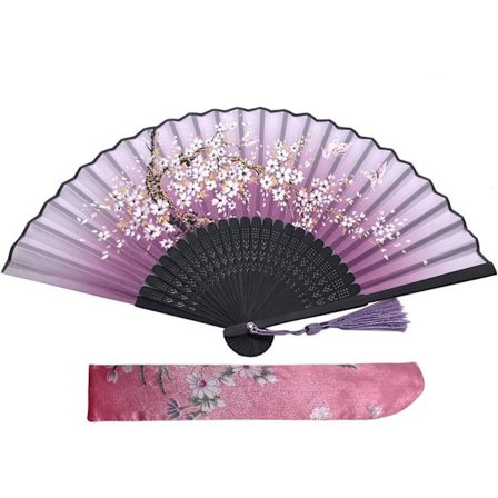 Vikbar fläkt, handhållen fläkt, handfläkt, bambufläkt med tofsar, kan användas som födelsedagspresenter, dansrollspel bröllopsfest rekvisita 