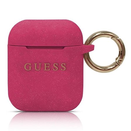 Guess GUACCSILGLFU AirPods cover fuchsia / fuchsia Silikone Glitter