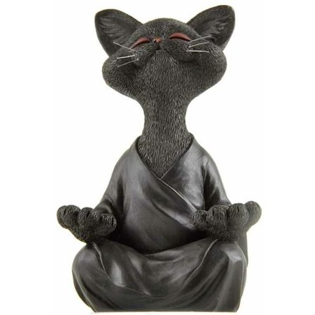 Buddha kattestatue meditasjon yoga samleobjekt gave til katteelskere
