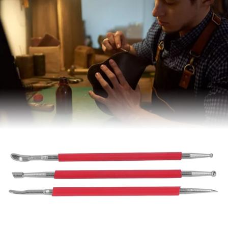 3 st läderhantverk modelleringsverktyg i rostfritt stål DIY läderverktyg för läderpressning gnugga kant skivning