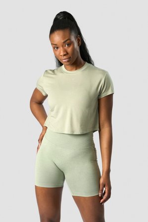 ICANIWILL - Rush Cropped T-shirt Light Sage Green- Træningstrøje - Damer - Træningstøj fra ICIW