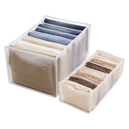 2 stk 7 rutenett vaskbar klesskap klær arrangør jeans leggings rom oppbevaringsboks