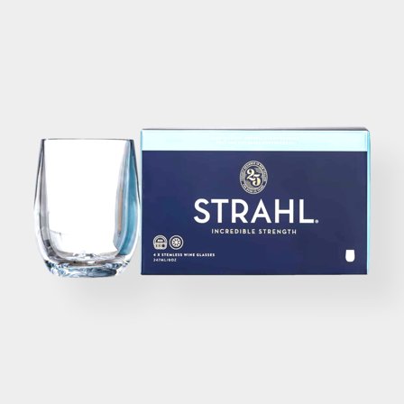 Copas de vino sin pie de plástico Strahl Stemless Osteria Gift Pack, transparente, 24 cl, paquete de 4