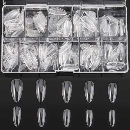 Negletips 500st Klar Akryl Medium Negle Heldekkende med