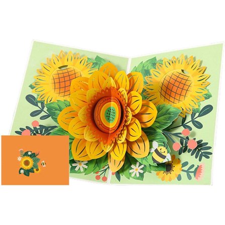 1 kpl Auringonkukka 3D Onnittelukortti - Onnittelut lahjaksi