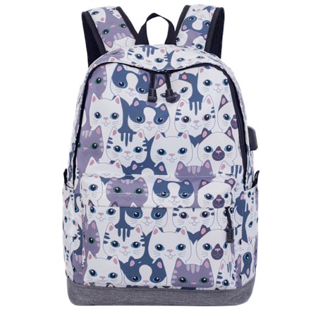 Flickor Rygsæk Blå-Skolerygsæk-Print (Kat)