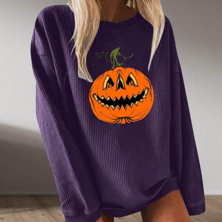 Kvinnors Halloween Pumpa Prined T-shirt Casual Lösa Toppar