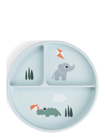 Done by Deer Stick&Stay Compartment Plate Playground Blue - Blue - Ø18X H 3CM