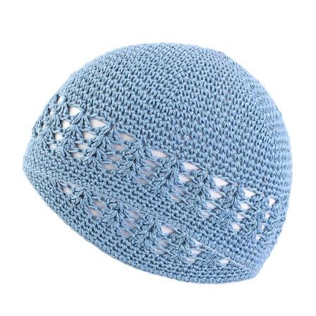Enkel farge håndlaget heklelue for kvinner og menn vinter holder varm strikkehatter haze blue