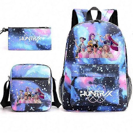 KPop Demon Hunters Rygsætsæt - Studenter Skoletaske, Penalhus, Skuldertaske, Tre-delt Børne Teen Rejsetaske