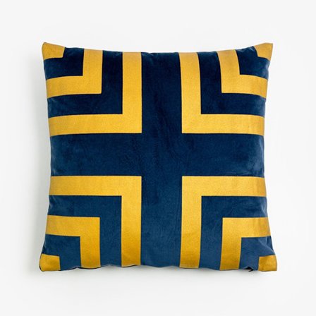 Samettinen tyyny 45x45cm – Sinikultainen