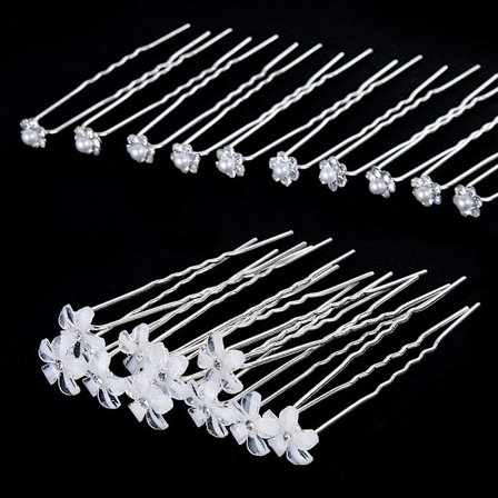 Sett med 40 hårnåler med blomster til bryllupsfest, bursdag