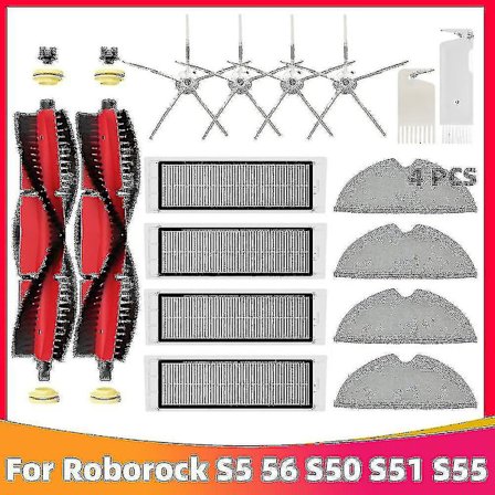 Reservedele til Xiaomi Roborock S5 S50 S5 Max S6 S6 Maxv S6 Pure E4 E5 Robotstøvsuger Hovedsidebørste Hepa-filter M