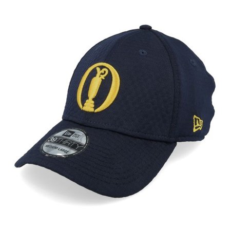 New Era - Blå flexfit Keps - The Open Maxweave Mesh 39THIRTY Navy/Gold Flexfit @ Hatstore
