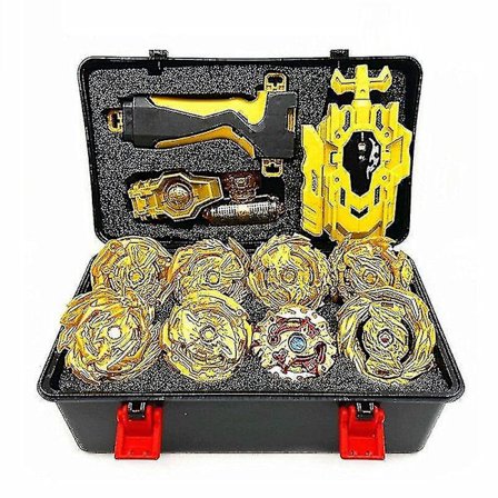 8pc Beyblade Gold Takara Burst Set Spinning With Grip Launcher Portable Box