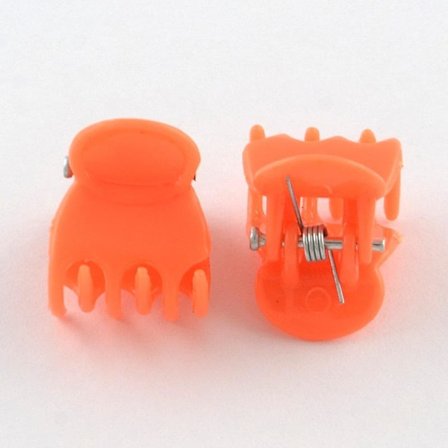12 st. Små Orange Hårklämmor 15x14mm