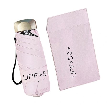 Bærbar Mini Paraply Sammenfoldelig Paraply Letvægts Kompakt Rejseparaply 5-fold Paraply Sol Pink