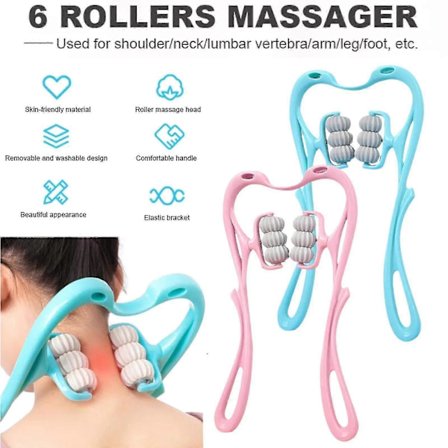 Massageapparat Handrulle Nacke Axel Dubbel Triggerpunkt Självmassage Tryckavlastning