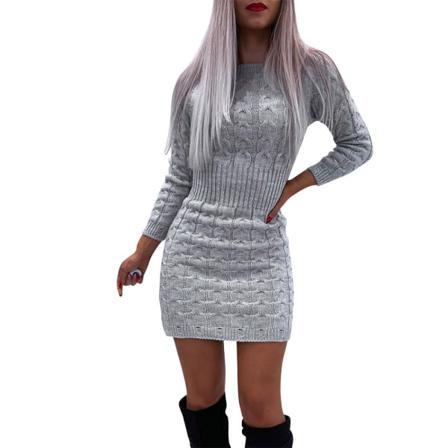 Stickad Tröja För Dam Bodycon Miniklänning Långärmad Dam Pa