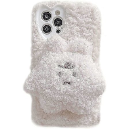 Tegneserie Dukke Legetøj iPhone 12 Pro Max Cover, Fluffy 3D Sød Plys Pels Dyr Blødt Cover Kompatibelt med iPhone Cover (iPhone 12 Pro Max, Anygry 